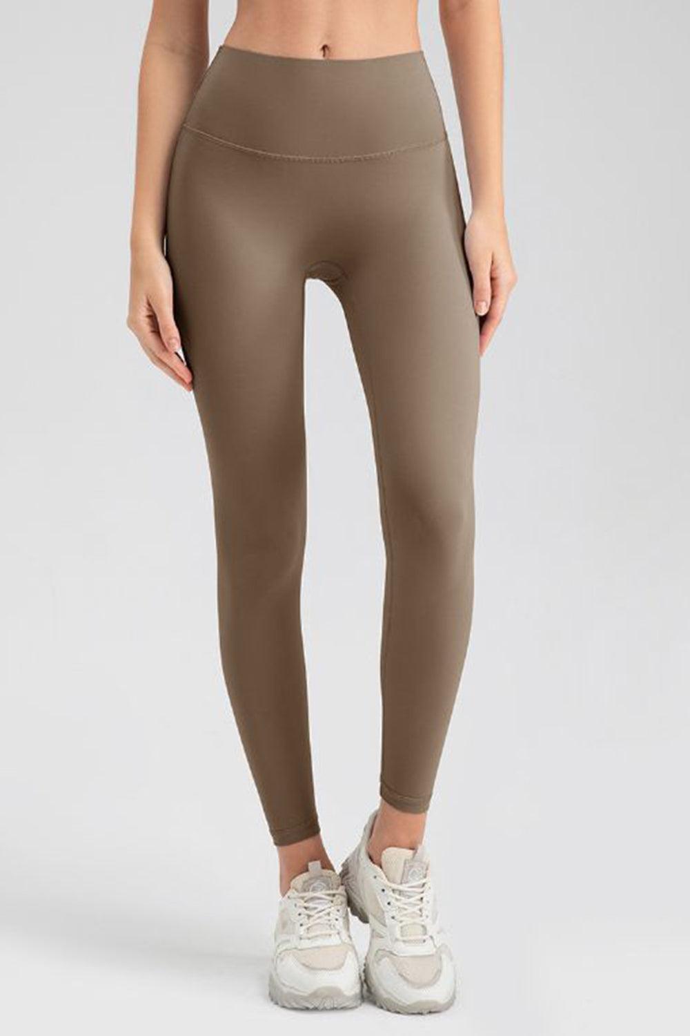 Wide Waistband Sport Leggings Camel