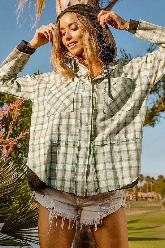 BiBi Casual Check Shirts with Hood