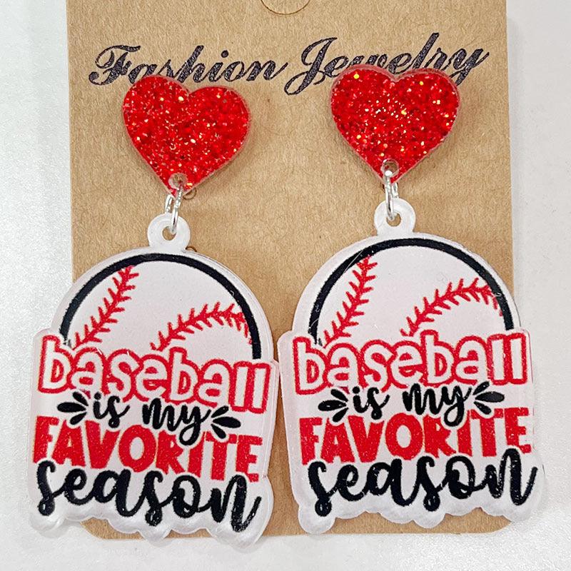 Heart Shape Sports Theme Acrylic Dangle Earrings Style D One Size
