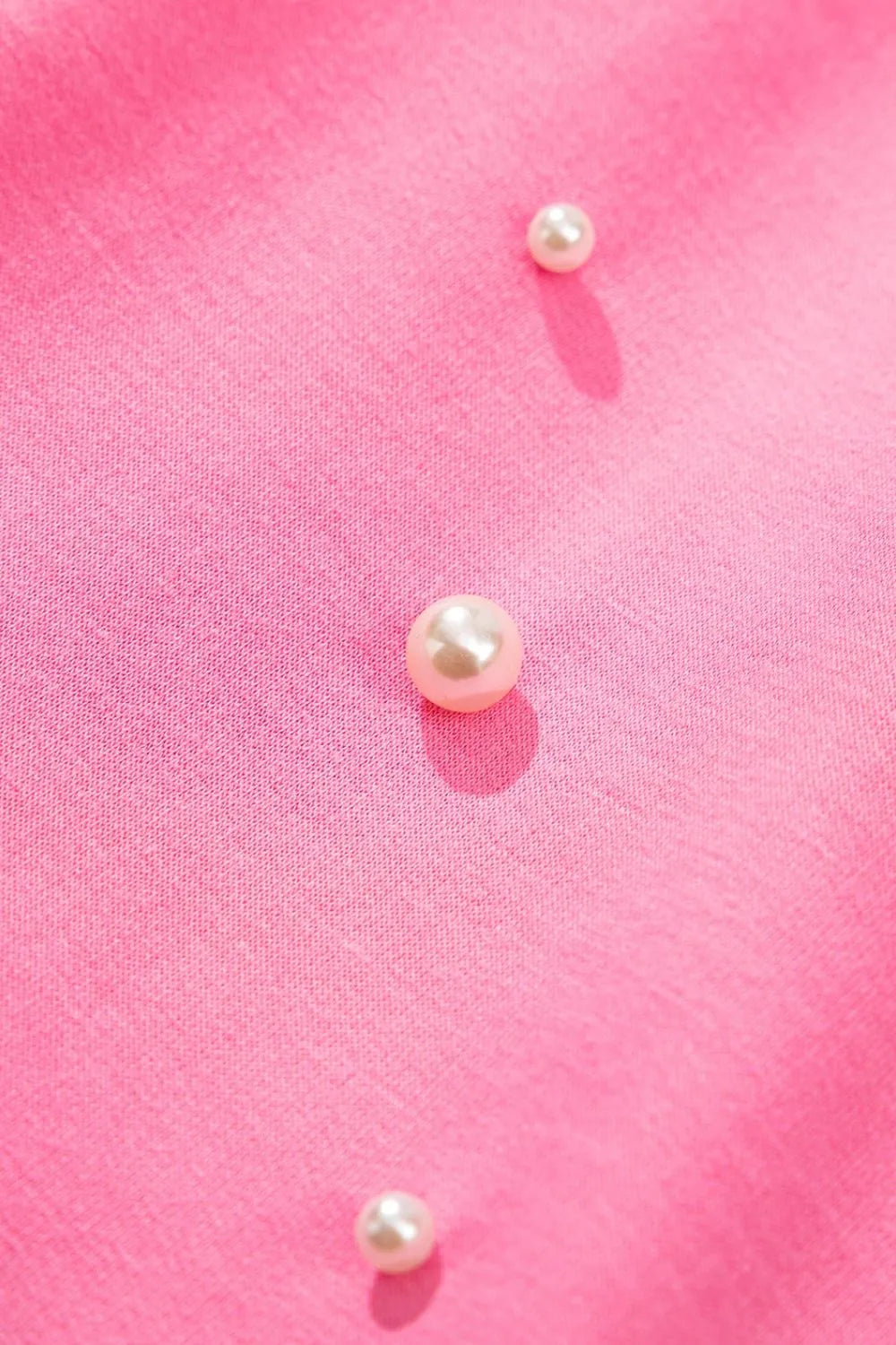 Contrast Bow Trim Pearl Puff Sleeve Blouse and Skort 2pcs Set