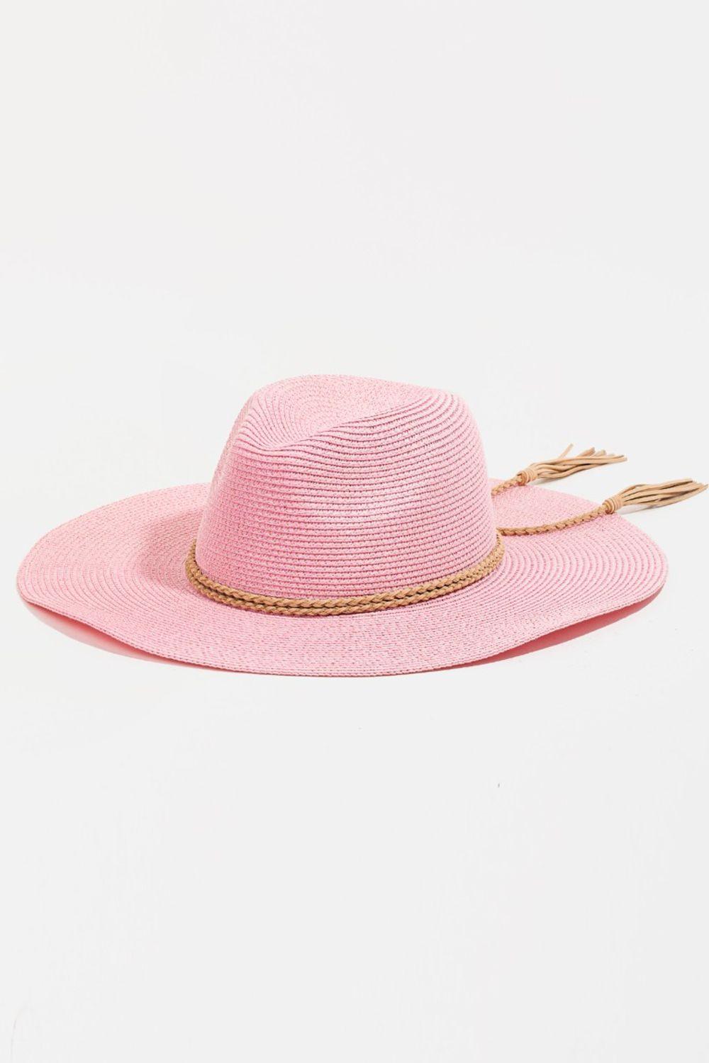 Fame Straw Braided Rope Strap Fedora Hat PK One Size