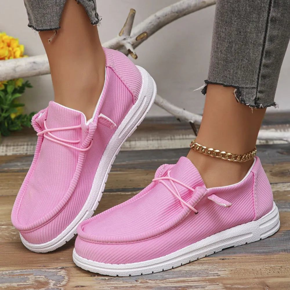 Round Toe Canvas Sneakers Pink
