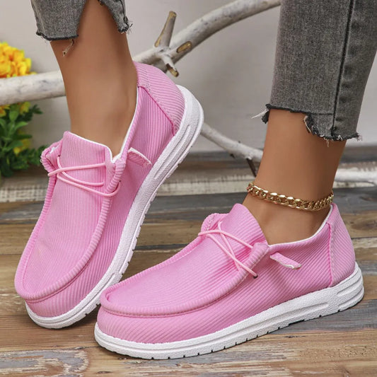 Round Toe Canvas Sneakers Pink