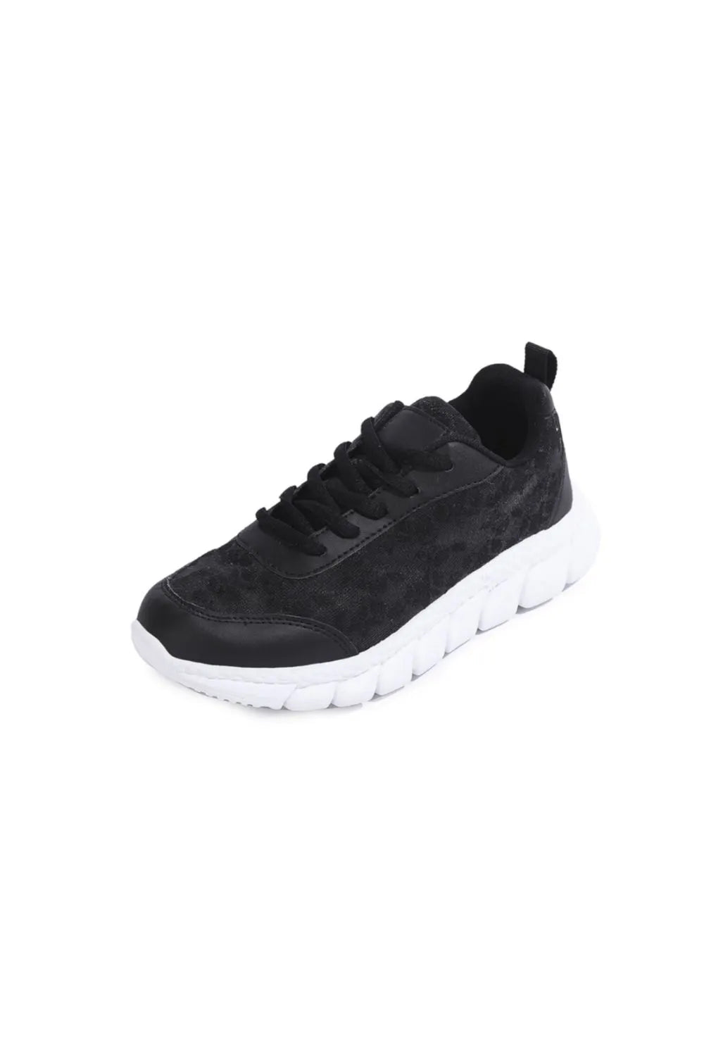 Lace Up Round Toe Star Mesh Athletic Black