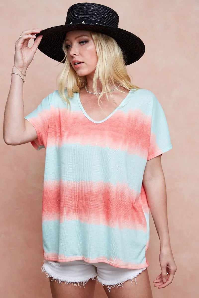 BiBi Tiedye Printed Hacci Knit Top