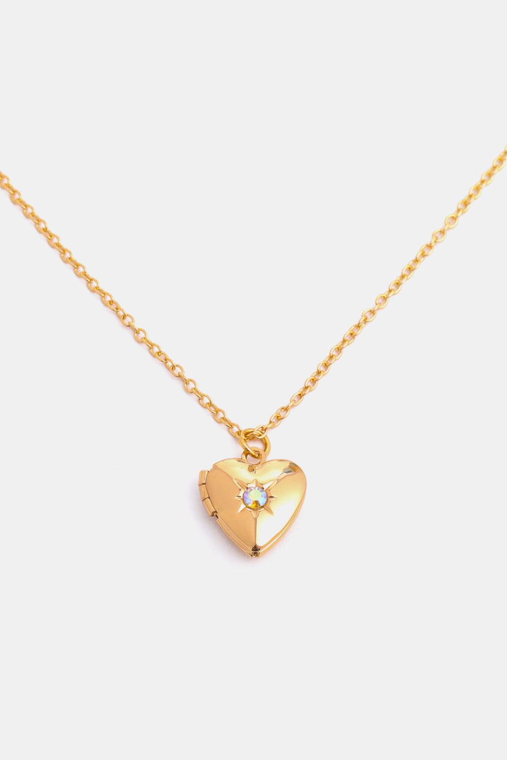 Zircon Heart Shape 14K Gold-Plated Pendant Necklace October One Size