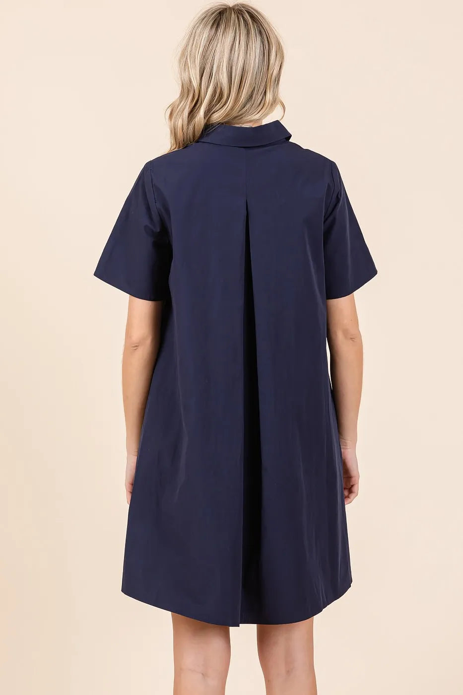 Mittoshop Poplin Collar Pleated Back Mini Dress