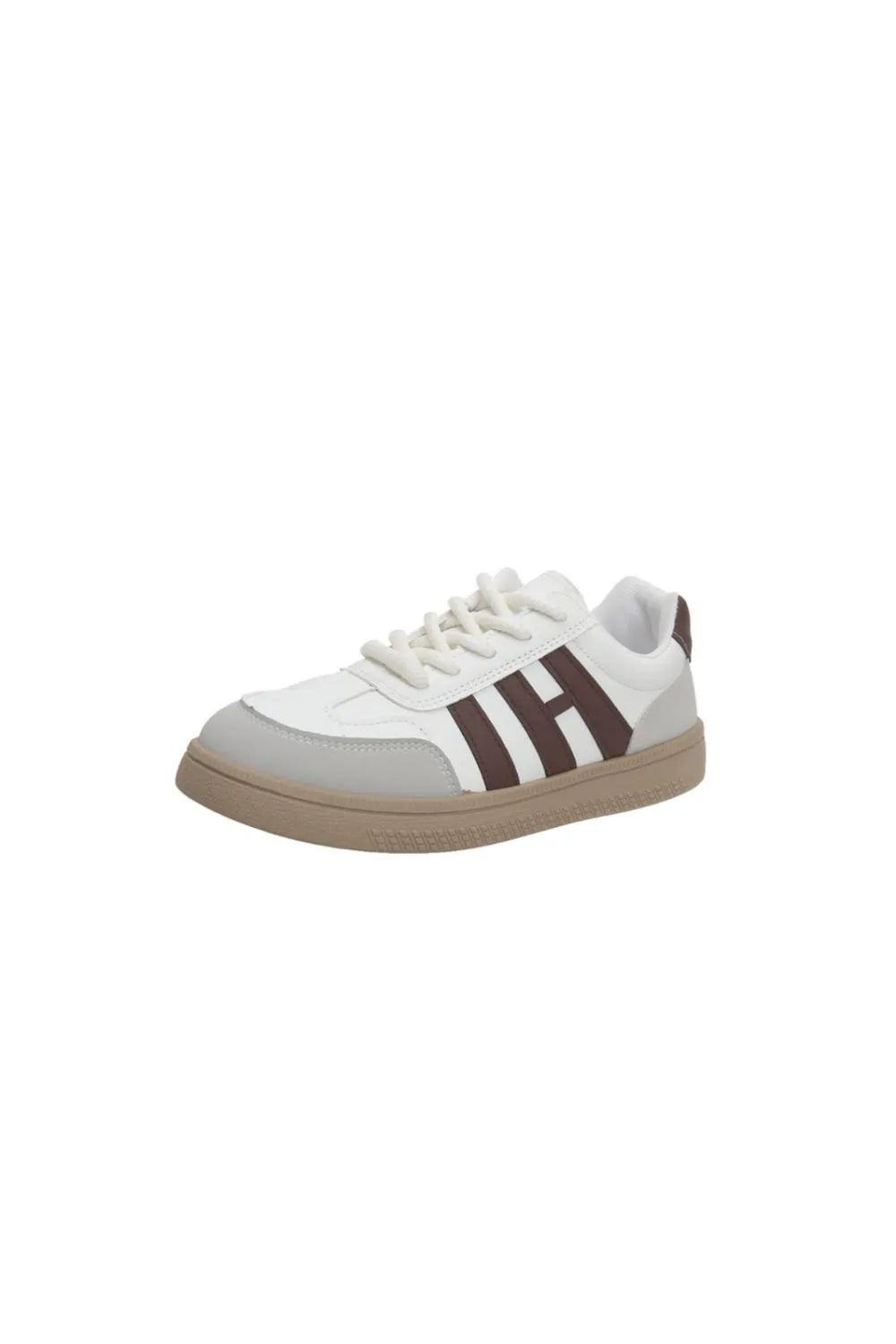 Contrast Round Toe Platform Sneakers Brown