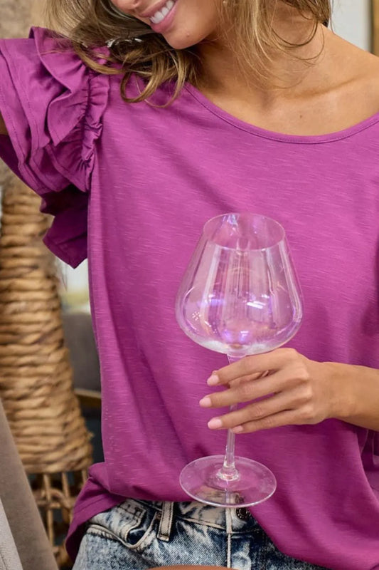 BiBi Layered Ruffle Sleeve Jersey Top