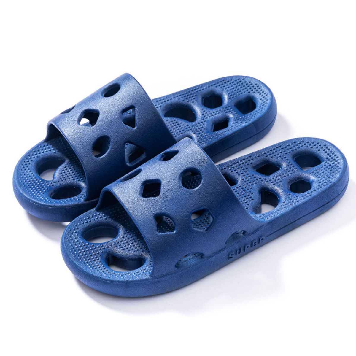 Round Toe Flats Slippers Blue
