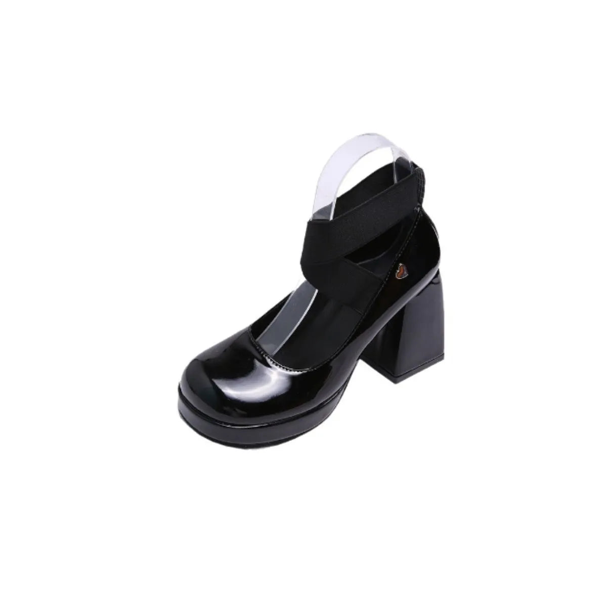 Square Toe Block Heels Pumps Black