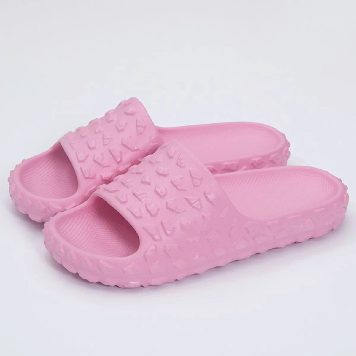 Open Toe Platform Slippers Pink