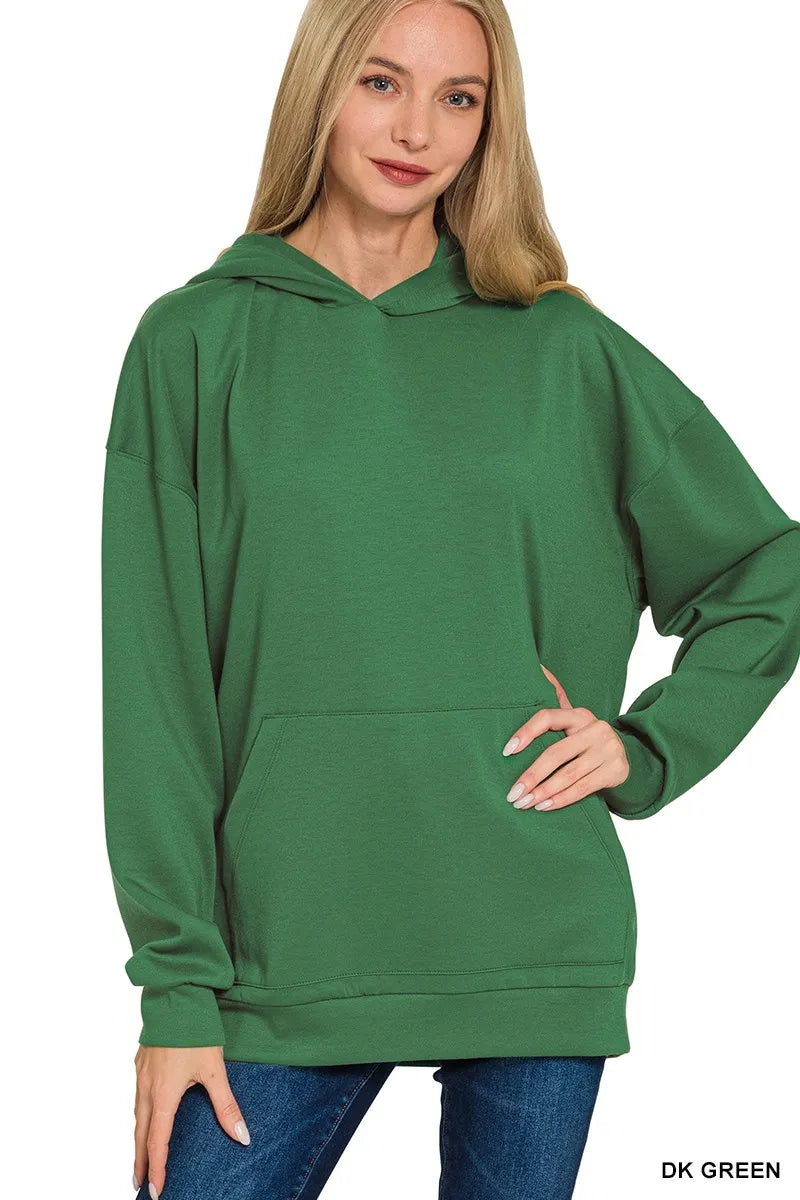 Zenana Oversized Scuba Hoodie with Kangaroo Pocket