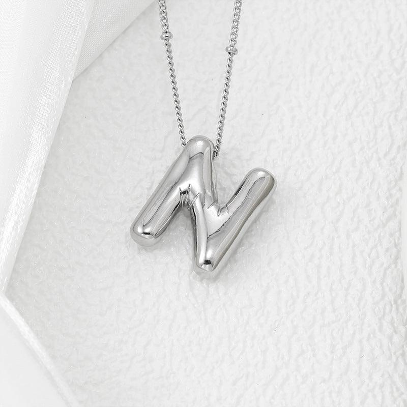 Copper Bubble Letter Pendant Necklace Style N One Size