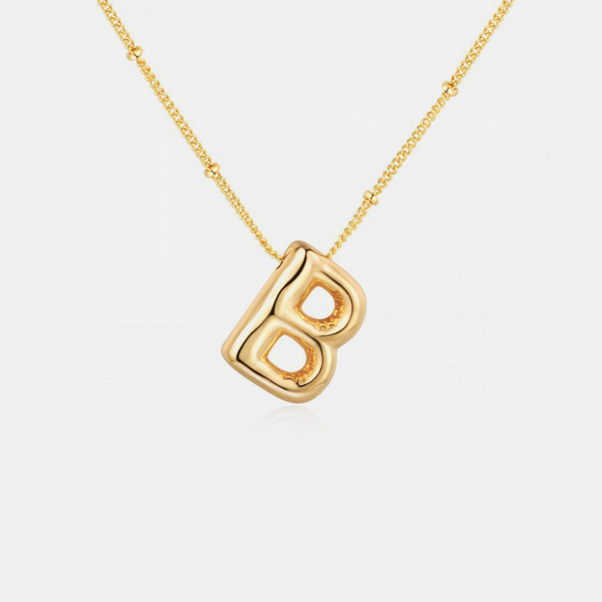 Gold-Plated Bubble Initial Necklace Style B One Size