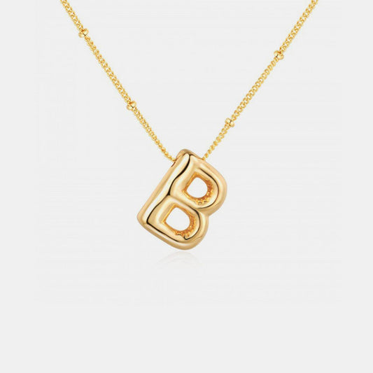Gold-Plated Bubble Initial Necklace Style B One Size