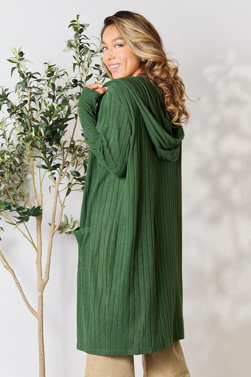 Basic Bae Full Size Hooded Sweater Cardigan for Ultimate Comfort