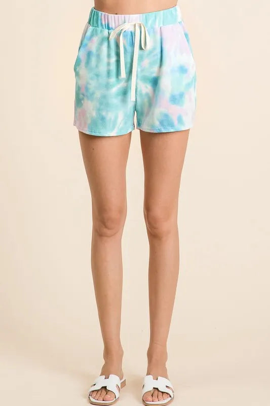 BiBi Tie Dye Print Casual Shorts with Twill
