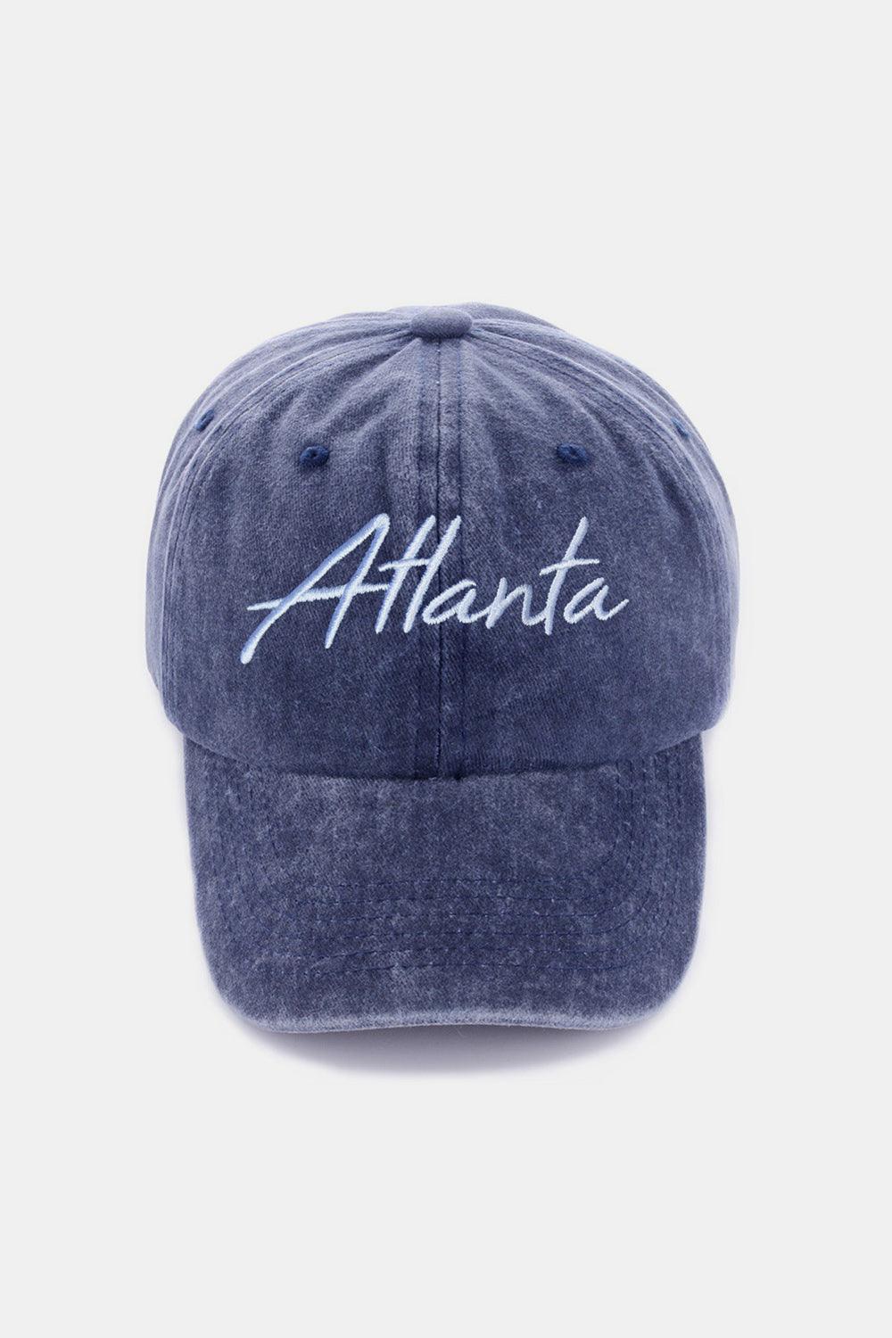 Zenana Washed ATLANTA Embroidered Baseball Cap Atlanta Navy One Size