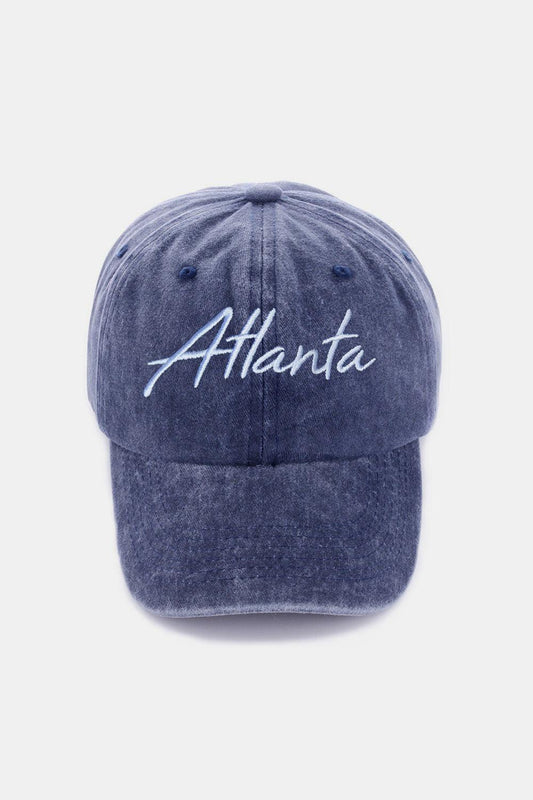 Zenana Washed ATLANTA Embroidered Baseball Cap Atlanta Navy One Size