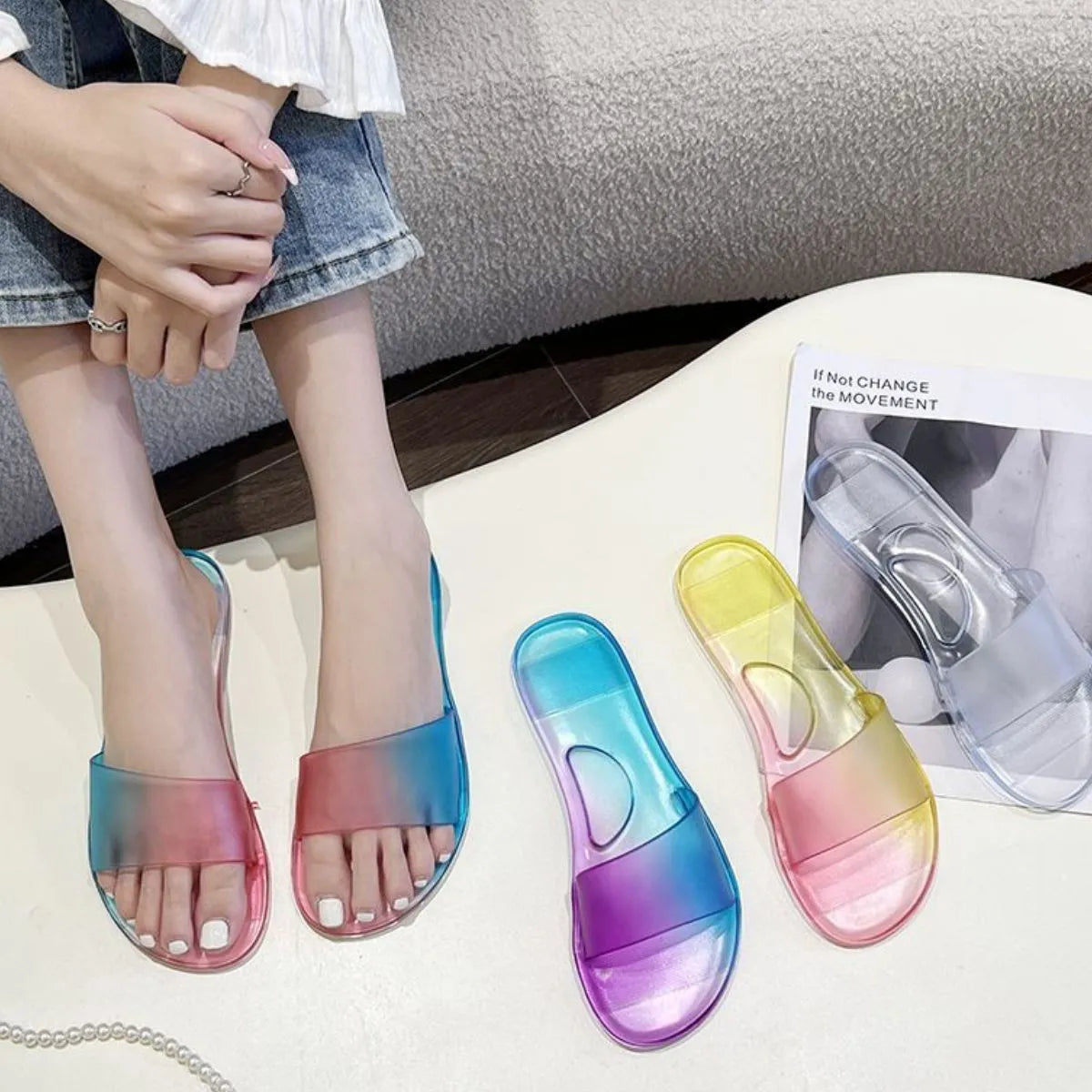 Open Toe Flats Slippers