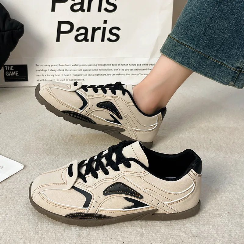 Contrast Flat Sneakers Black