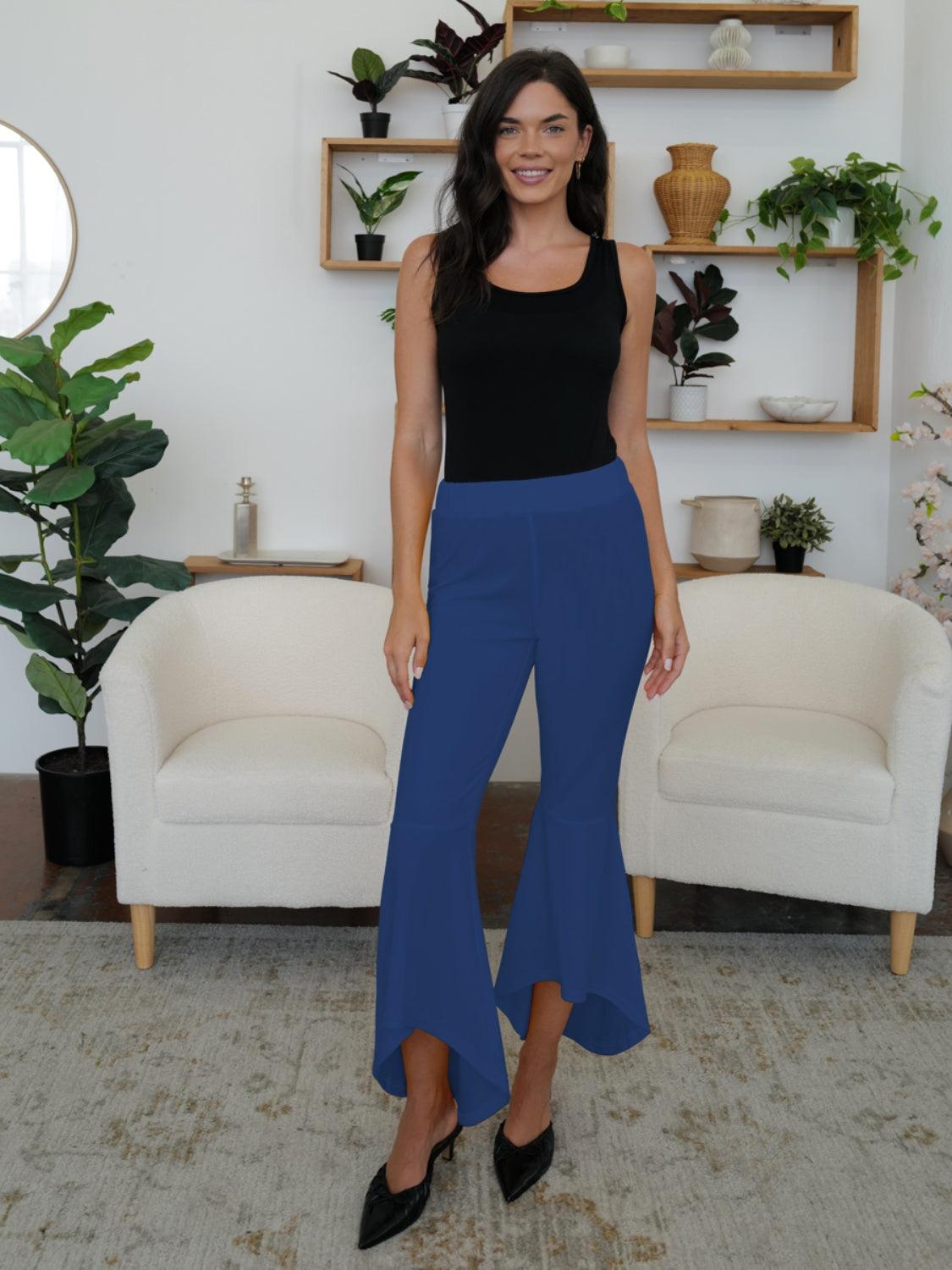FAM-FAM High-Low Bootcut Pants Navy