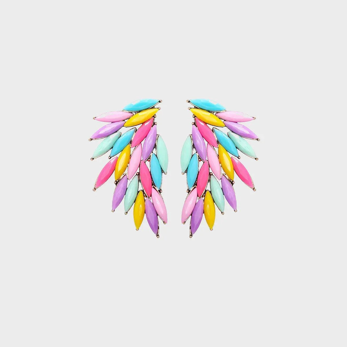 Alloy Acrylic Wing Earrings Yellow One Size
