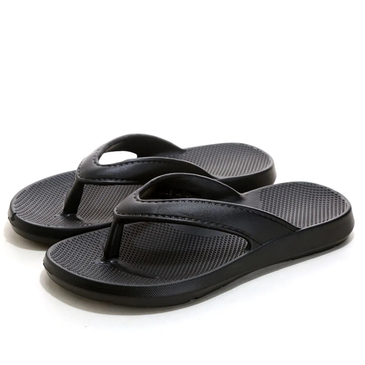 Toe Post Platform Slippers Black