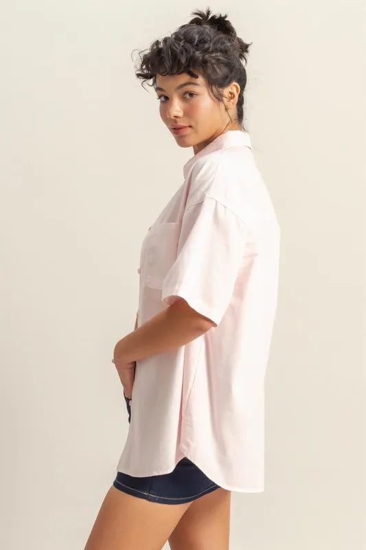 HYFVE Short Sleeve Button Down Oversized Shirt