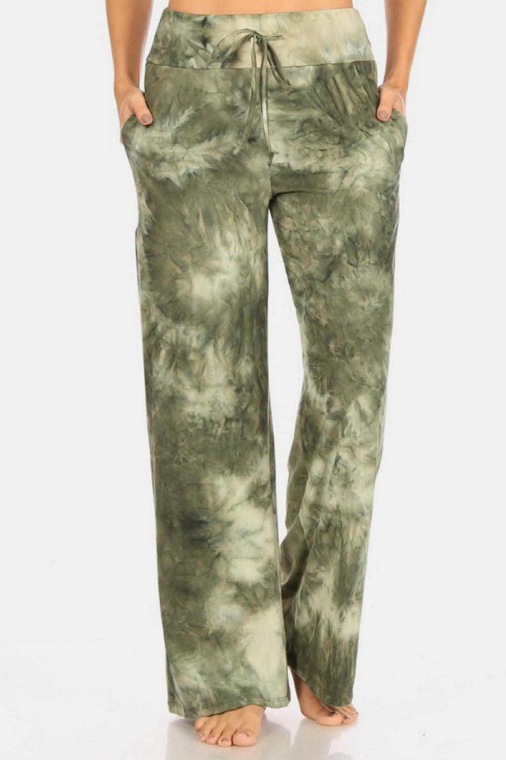 Leggings Depot Buttery Soft Printed Drawstring Pants GREEN