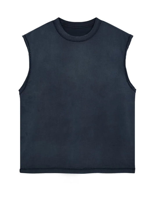 Men's Washed Round Neck Sleeveless Top