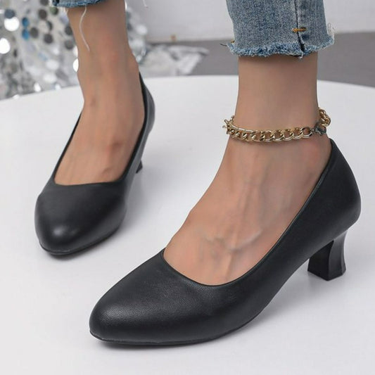 Point Toe Block Heels Pumps