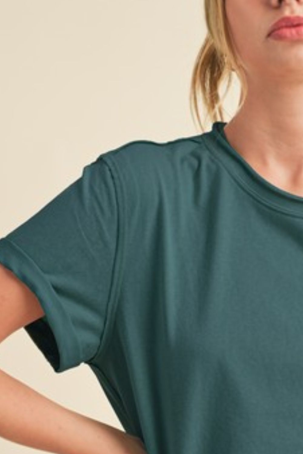 Aemi + Co Exposed Seam Round Neck Short Sleeve T-Shirt