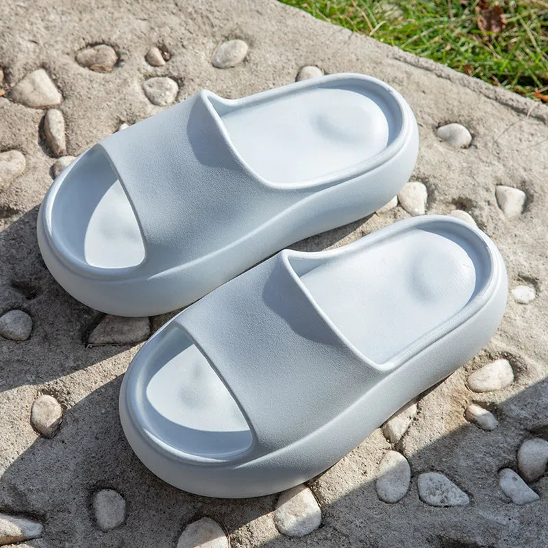 Open Toe Platform Slippers Pastel Blue