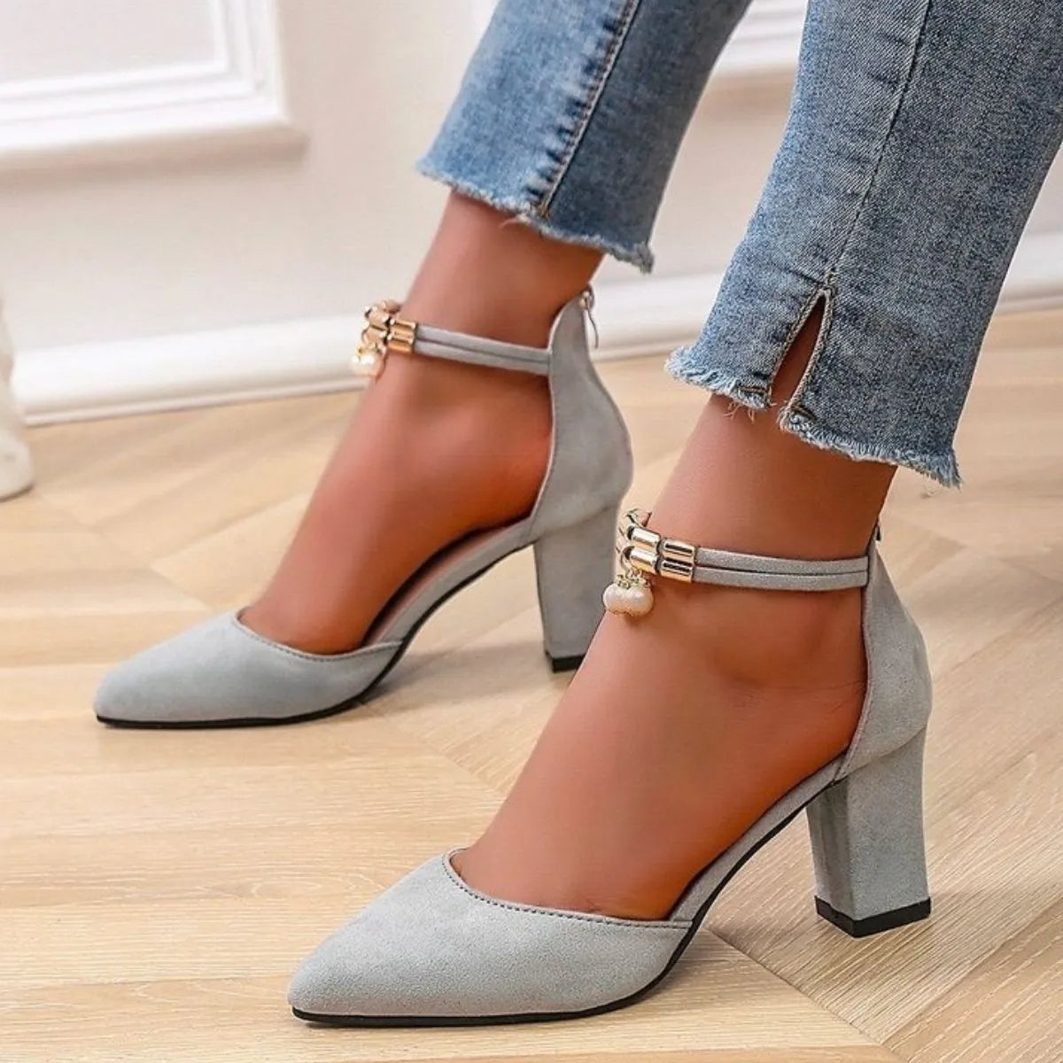 Point Toe Block Heels Pumps