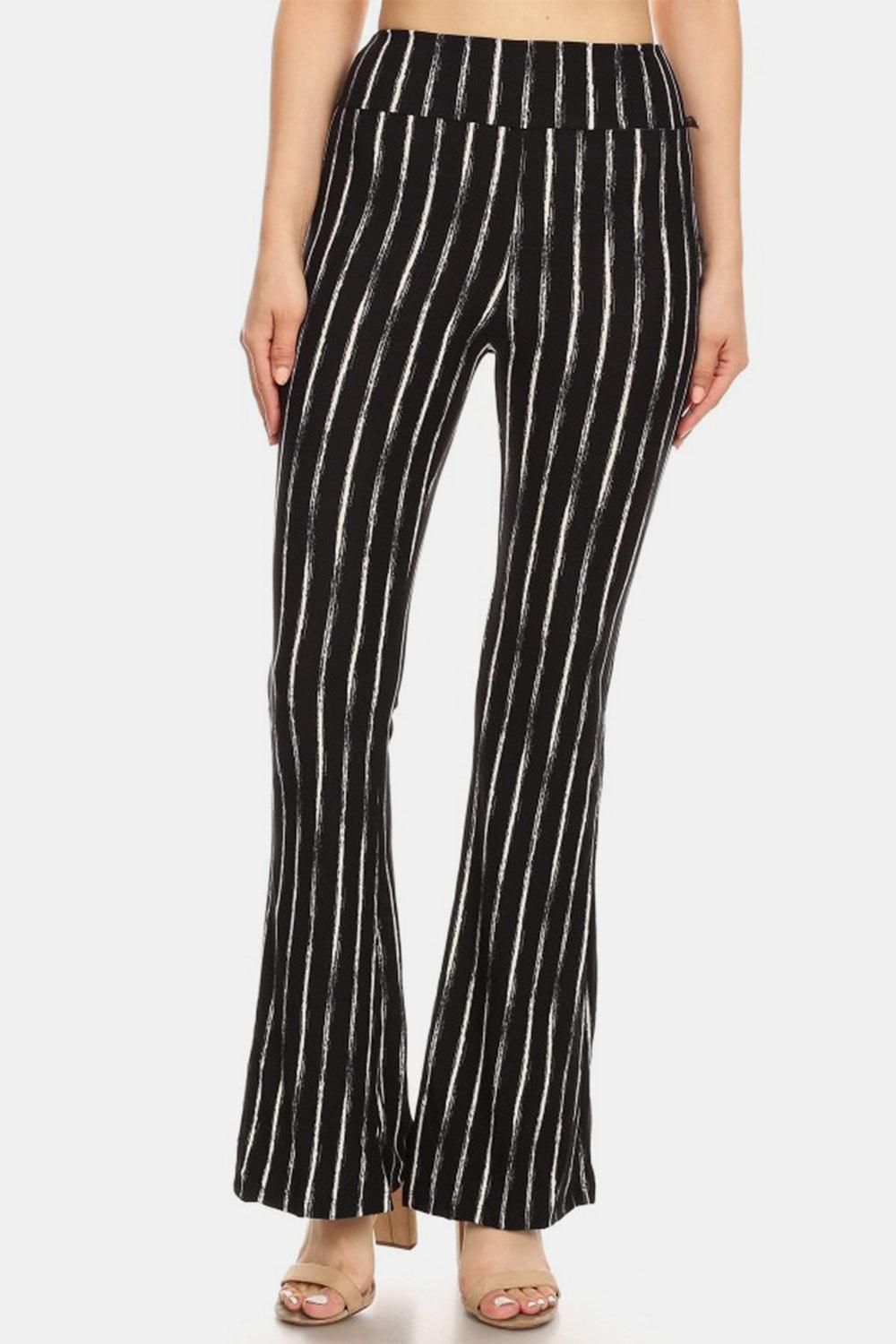 High Waist Striped Flare Pants Stripe