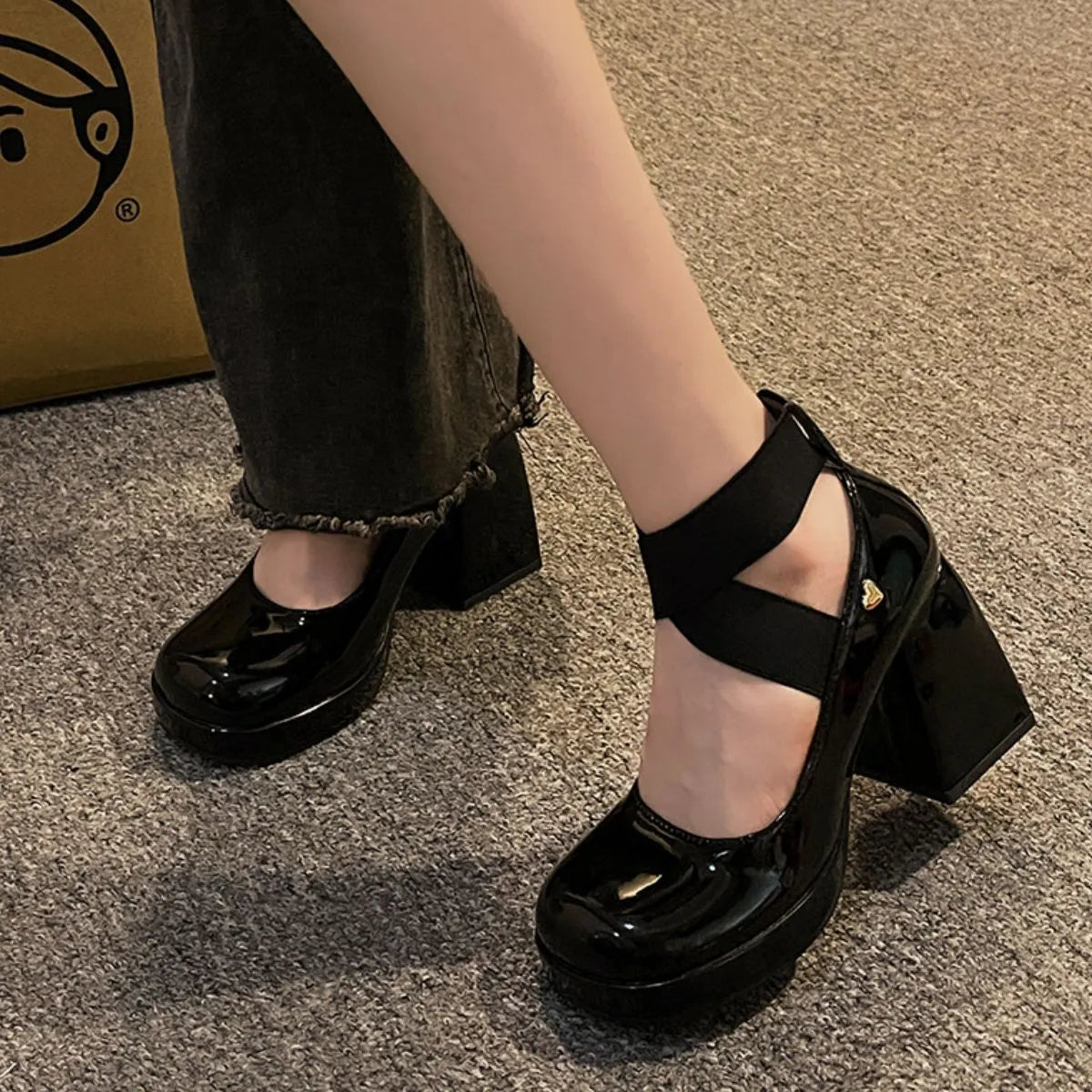 Square Toe Block Heels Pumps