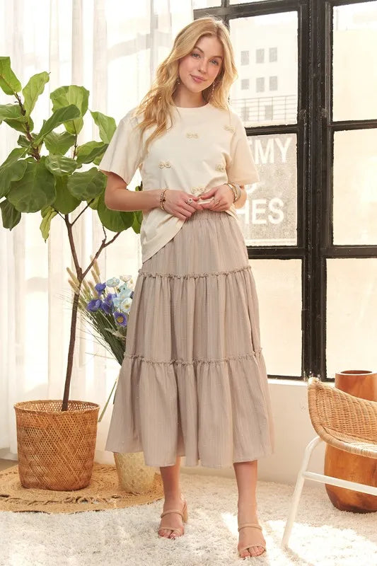 ADORA Rhinestone Accent Tiered Skirt
