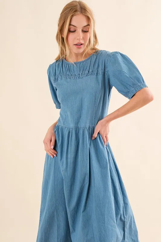 And The Why Washed Chambray Midi Dress