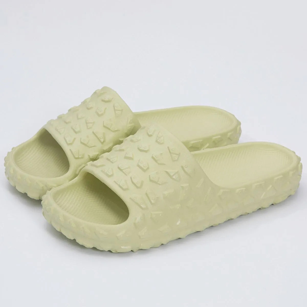 Open Toe Platform Slippers Green