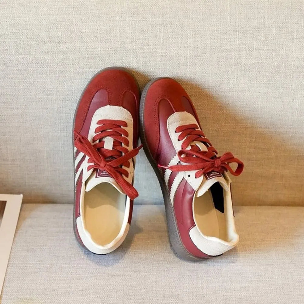 Round Toe Flats Sneakers Red