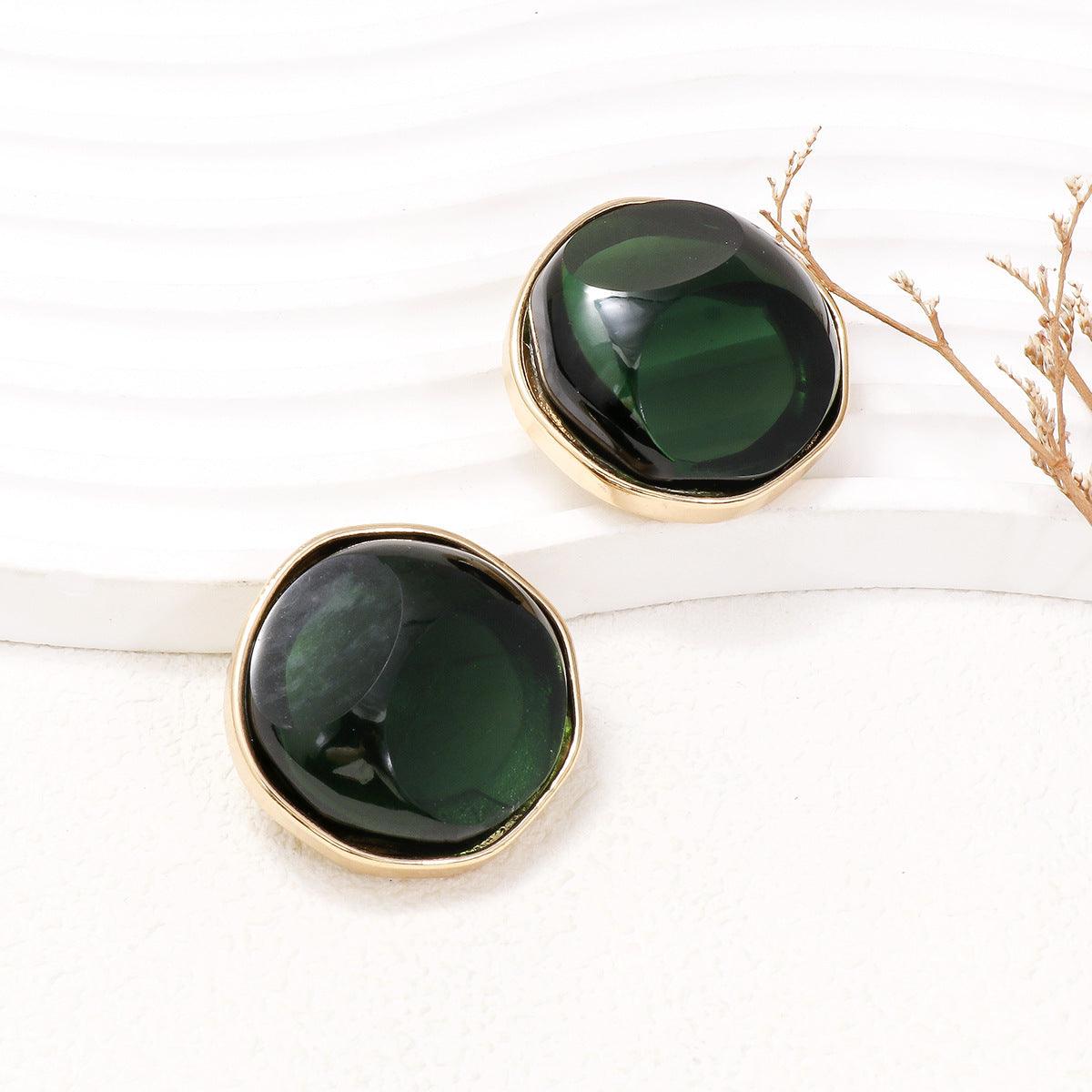 Alloy Geometric Earrings Dark Green One Size