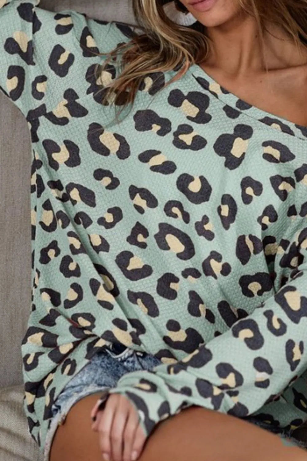 BiBi Leopard Hacci Knit Top