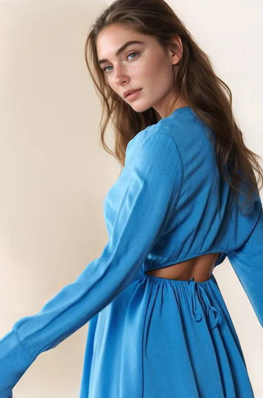 Davi & Dani V-Neck Open Back Adjustable Babydoll Shirt