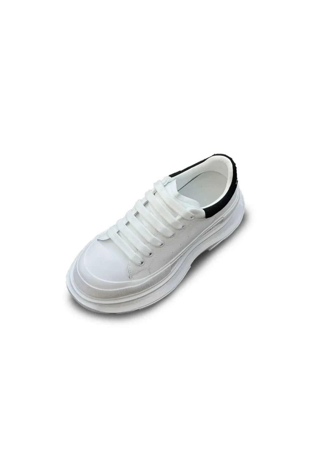 Lace Up Round Toe Platform Sneakers Black