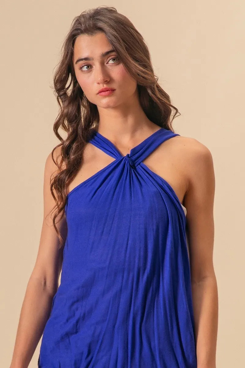 BiBi Rayon Span Jersey Knit Halter Neck Tank Top