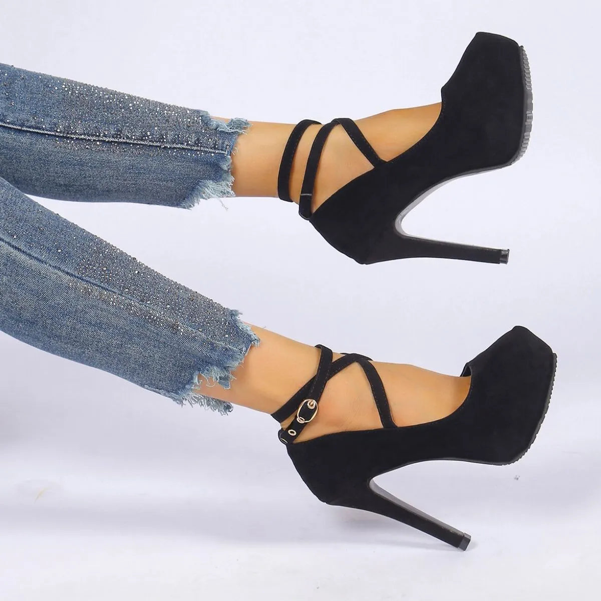 Round Toe Stiletto Pumps