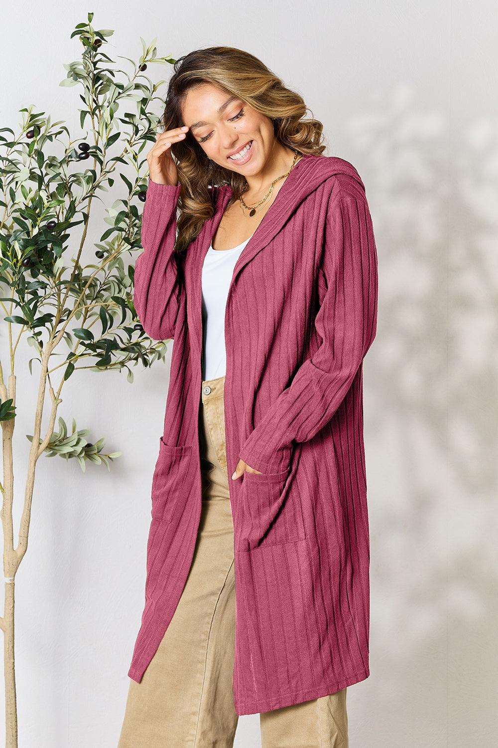 Basic Bae Full Size Hooded Sweater Cardigan for Ultimate Comfort