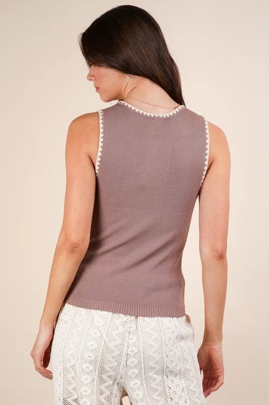 VERY J Blanket Style Sleeveless Knit Tank